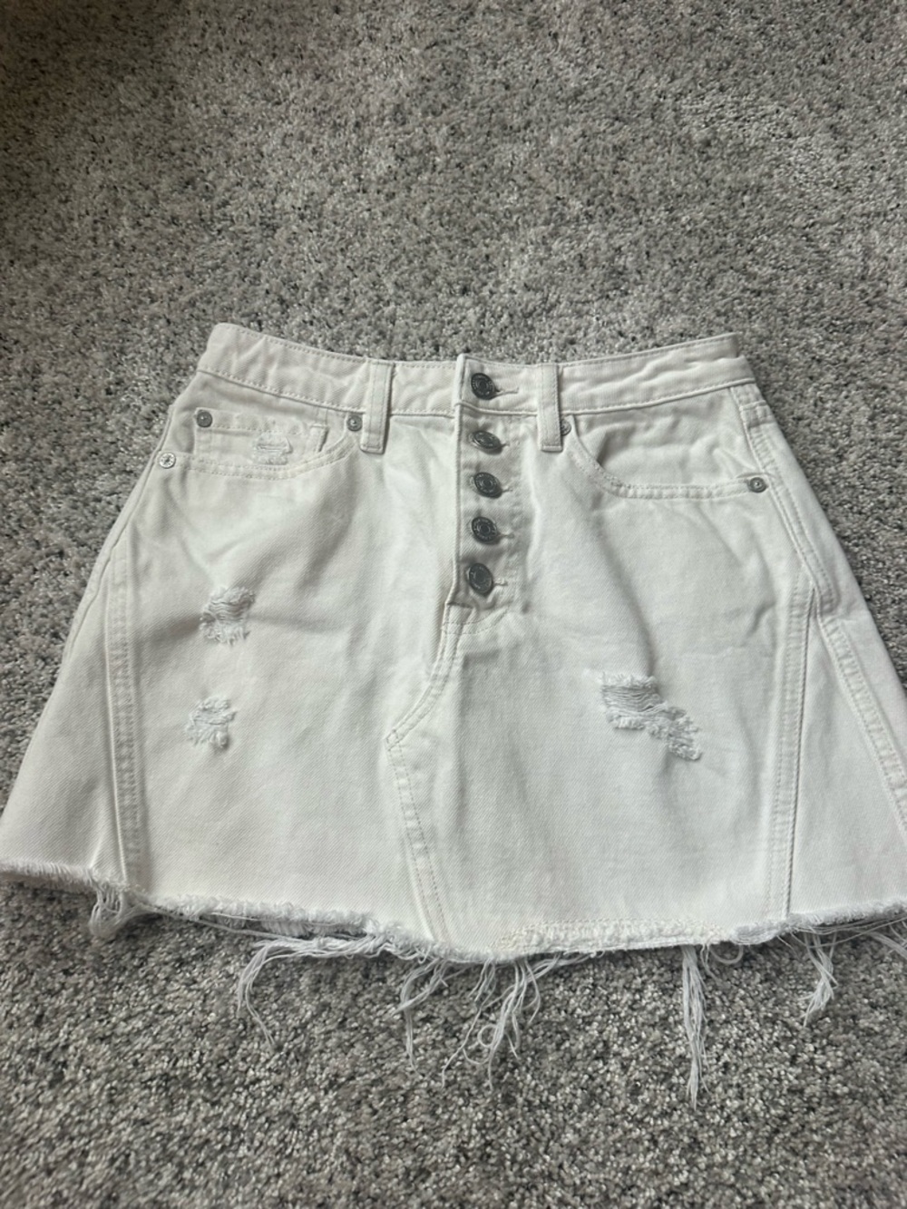 We The Free White Denim Skirt with Branded Waist Label